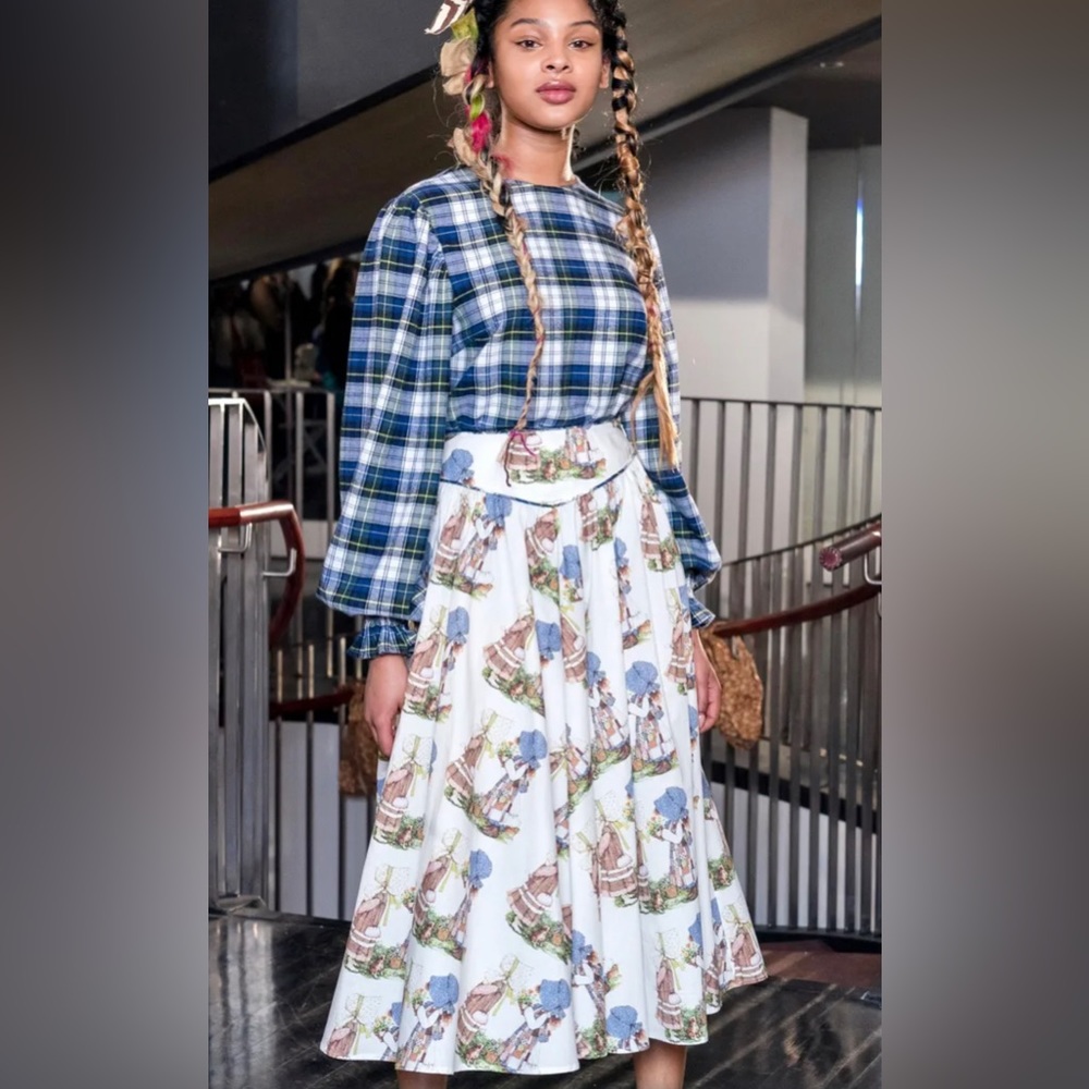 Batsheva blue tartan flannel  top